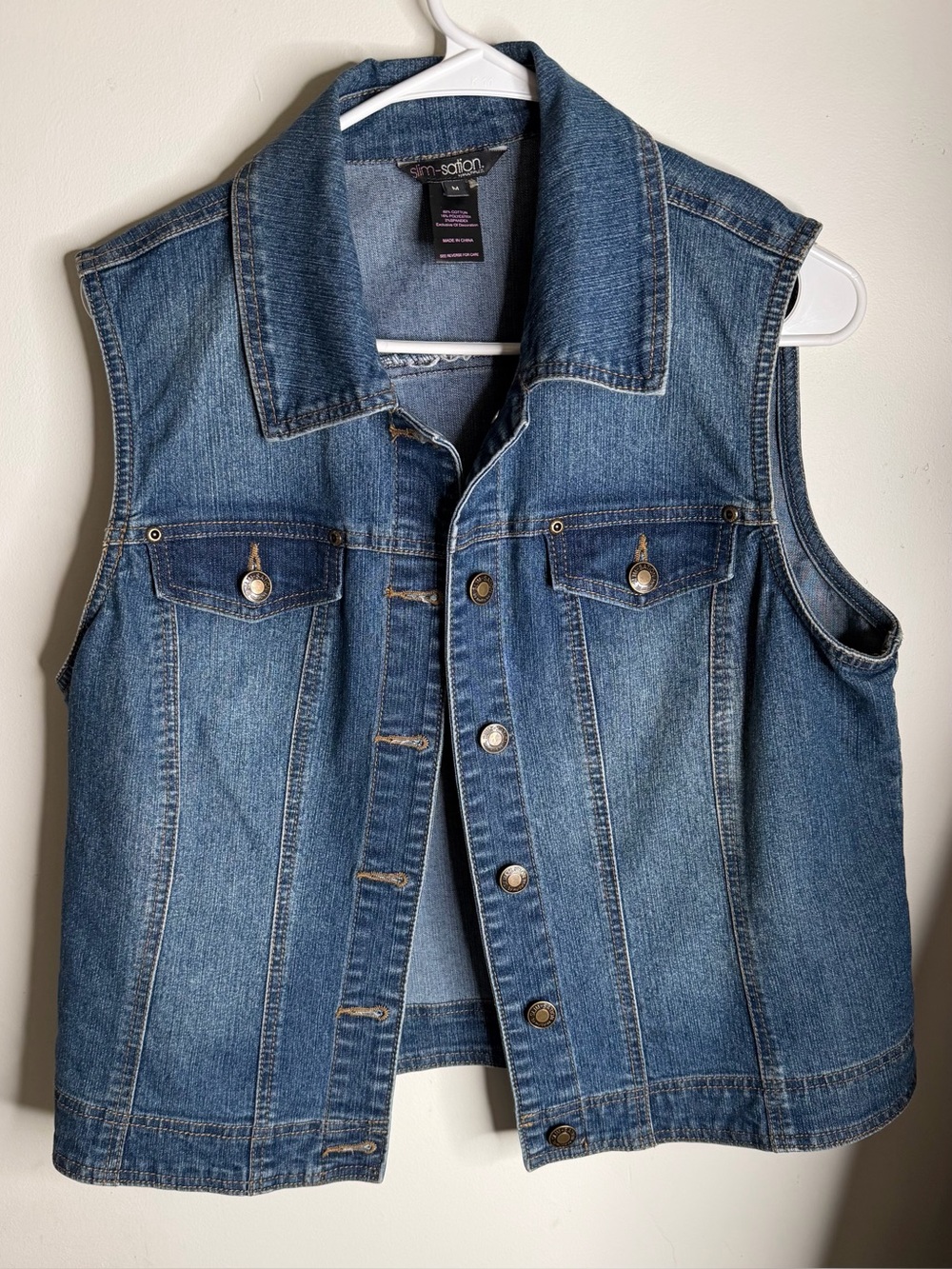 Multiples Denim Vest in Mid Blue